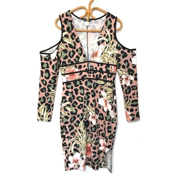 VENUS Dresses & Skirts - VENUS Pink Leopard Print Bodycon Stretch Dress M